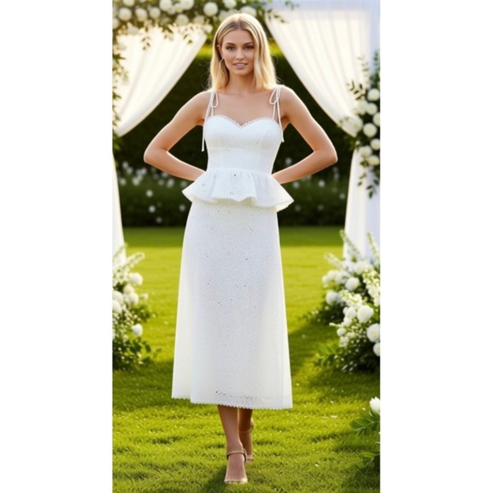 BCBGmaxazaria Skirt And Matching Top White Eyelit Size L